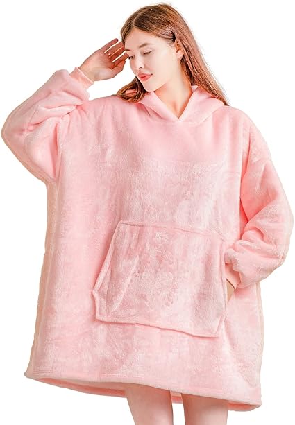 Kids Huggle Oversized Hoodie Blanket – Ultra Soft Sherpa Fleece Wearable Sweatshirt with Hood & Pockets