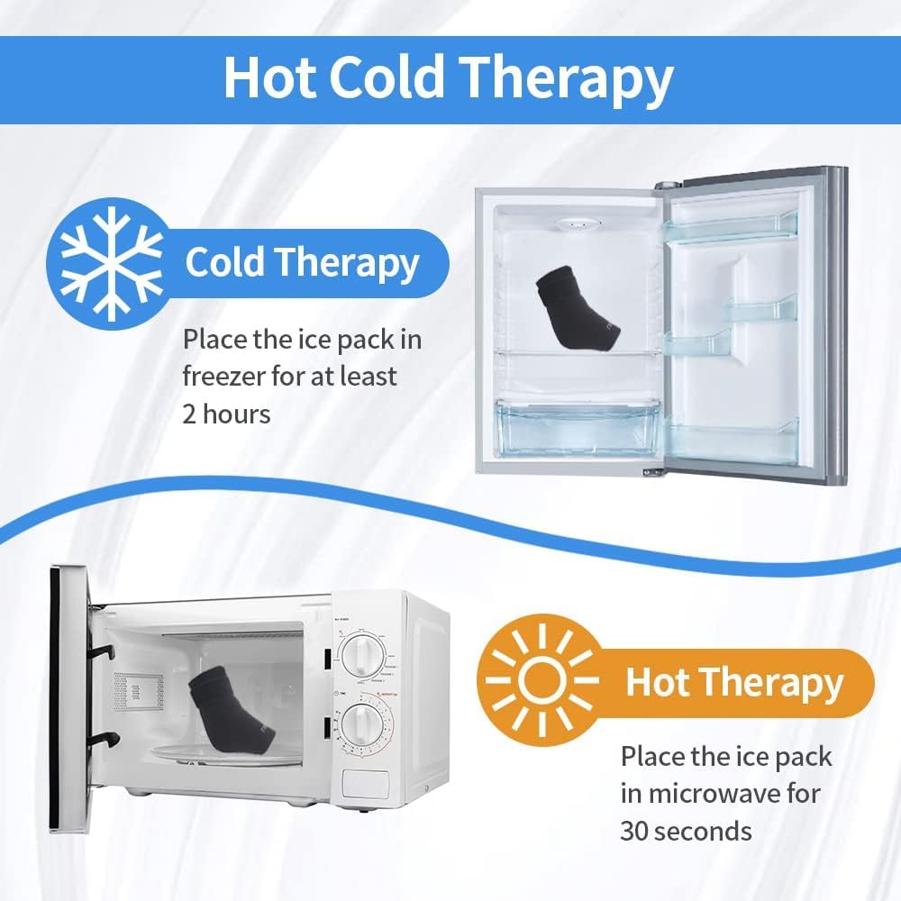 Ankle Ice Pack Wrap Hot & Cold Compression Sleeve with Strap