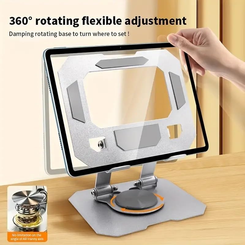 MTech Aluminium Tablet Stand Holder – 360° Rotating, Adjustable Multi-Angle Tablet & Smartphone Holder