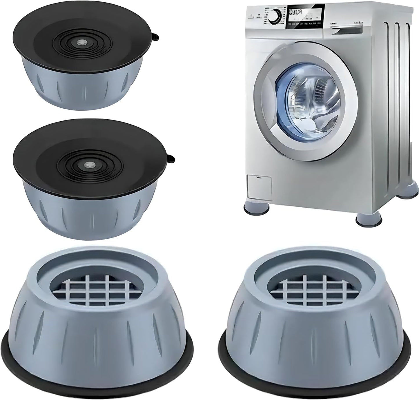 Anti-Vibration Pads for Washer & Dryer – Noise-Reducing, Anti-Slip Rubber Feet Pads (4pcs, Grey)