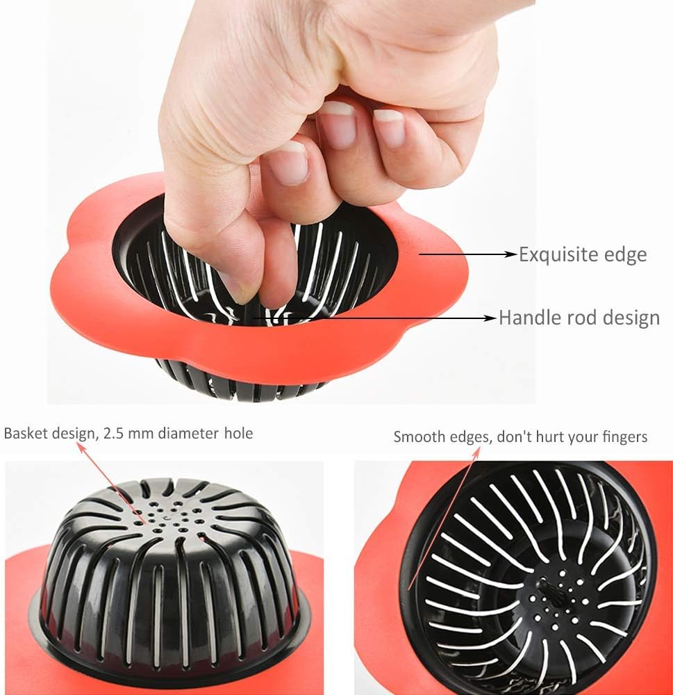 Plastic Sink Strainer – 4 Pack | Easy-Clean Drain Filter Basket (4.5" Wide Rim)