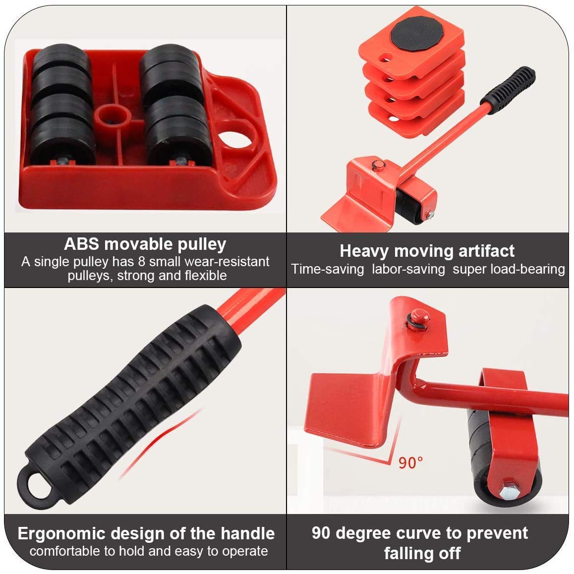 MHome Furniture Lifter & Mover Tool Set – Heavy Duty with 4 Sliders & 360° Rotatable Pads