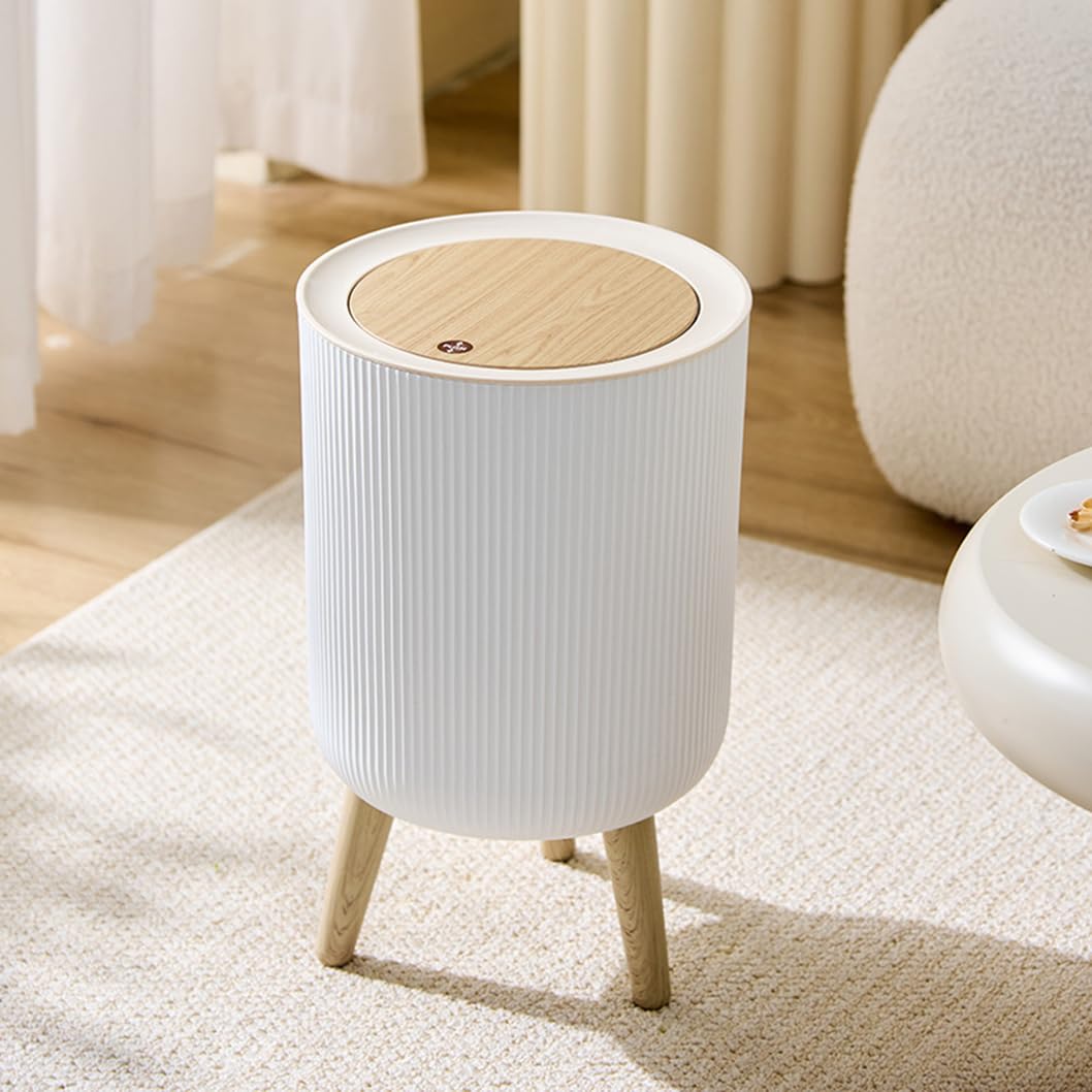 MHome 7L Modern Pedal-Free Dustbin with Lid & Legs – One-Touch Open