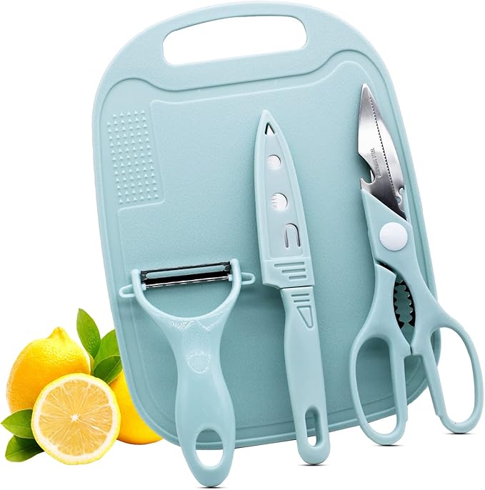 Magicorange Travel Cutting Board Set With Knife, Peeler, Scissors