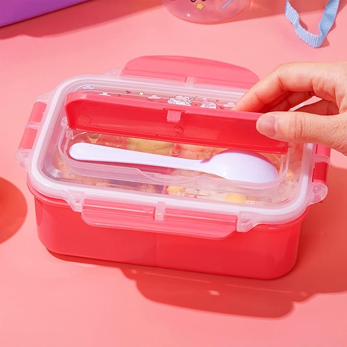 Lunch Box For Kids With Spoon 1 Pc Sipper Bottle Leak Proof Tiffin Box