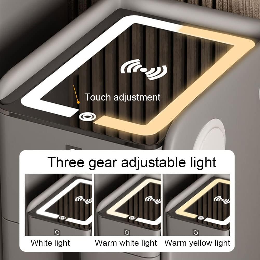 MFurn Smart Wireless Charging Bedside Table With LED Lights - Narrow