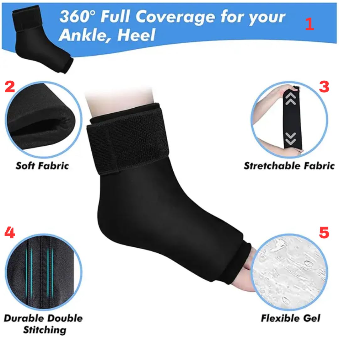 Ankle Ice Pack Wrap Hot & Cold Compression Sleeve with Strap