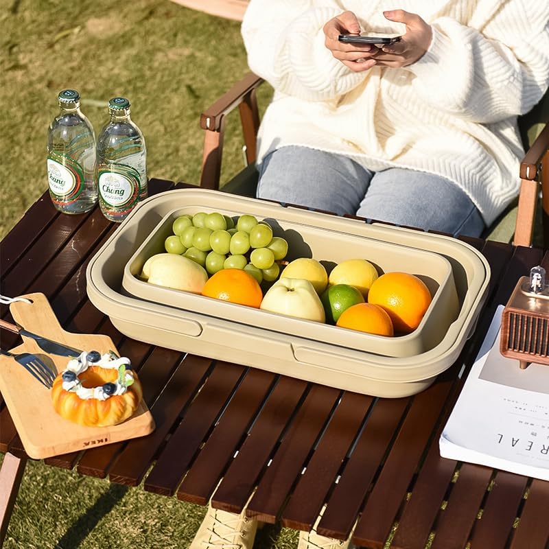 MHome Foldable Silicone Storage Bucket with Lid – Multi-Purpose Picnic & Organizer Box