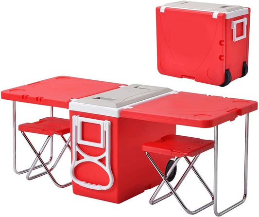 MHome Portable Cooler Box With Table & Chairs – 28L | All-In-One Outdoor Picnic & Camping Set