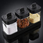 Heat-resistant Glass Seasoning Jars With Spoon And Tray