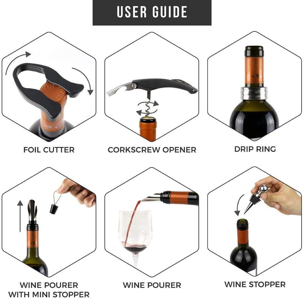 MHome 6-Piece Luxury Wine Accessory Set in Wine Bottle Storage Box