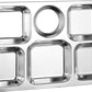 Stainless Steel Divided Dinner Tray Lunch Container Food Plate for School Canteen 6 Section