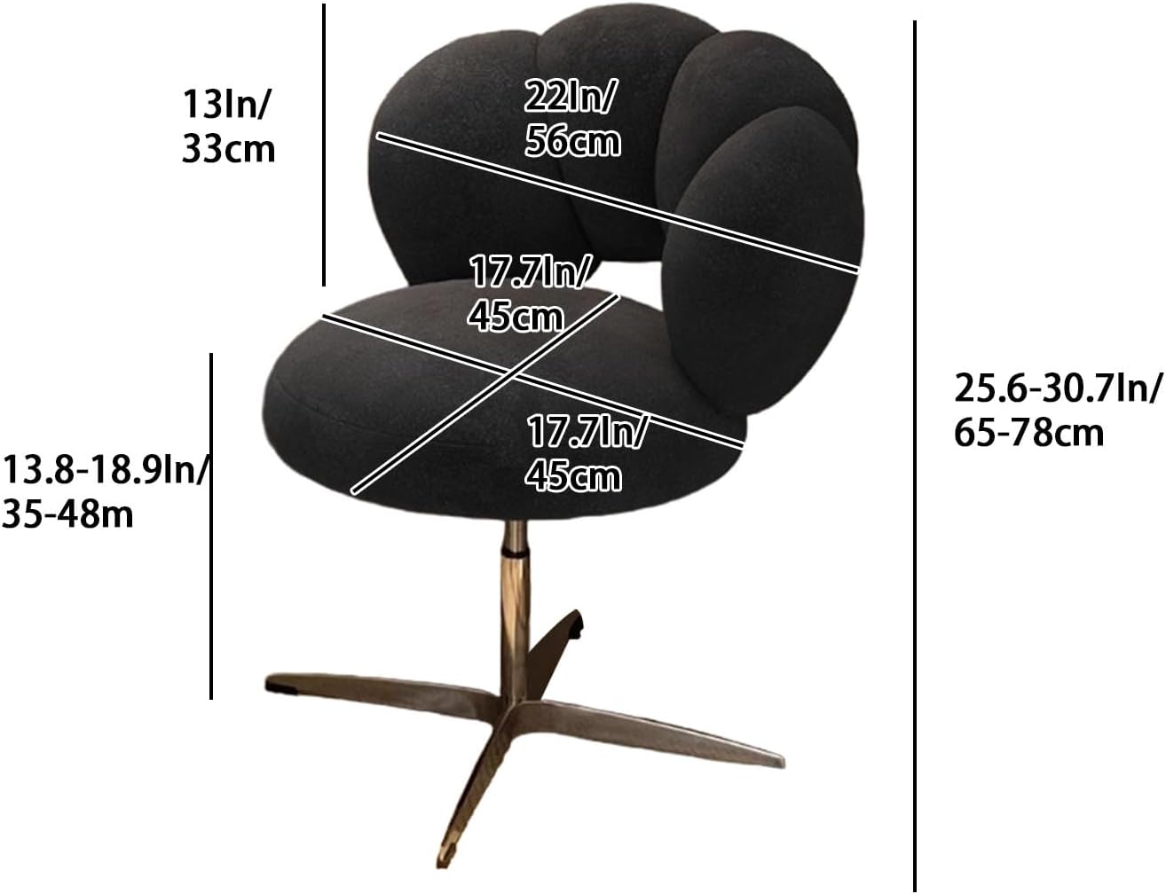 MFURN Petal Swivel Office Chair Plush Fabric Adjustable Vanity Chair