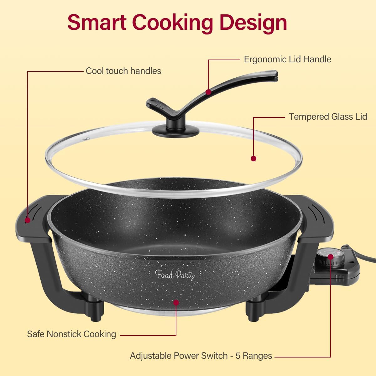 Electric Hot Pot Skillet – 6L Non-Stick Electric Cooker (220V)