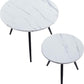 Living Room Furniture Set of 2 Round Coffee Tables with Marble Effect Top