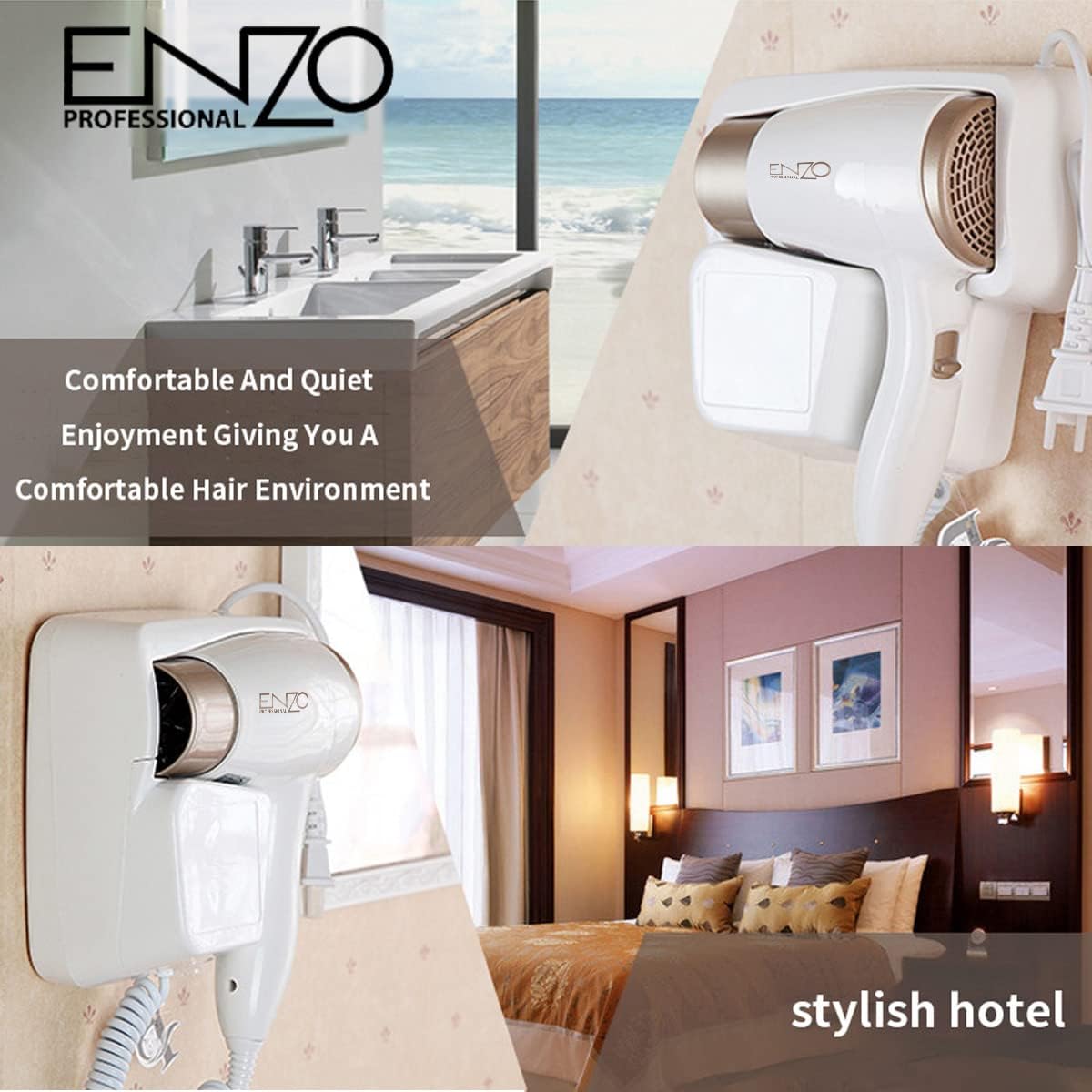 ENZO Luxury Durable Wall Mounted Professional Hair Dryer- 3000W