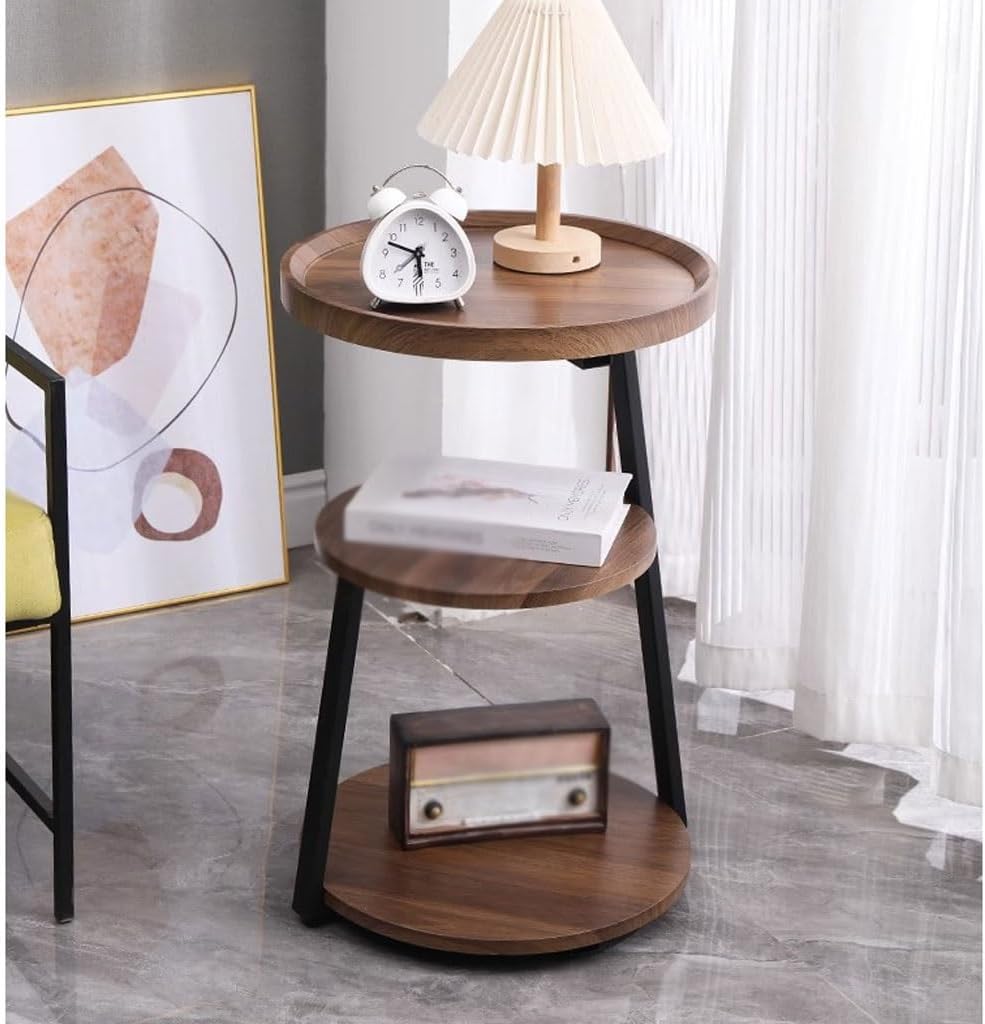 MFurn 3-Layer Round Sofa Side Table Coffee Table for Living Room and Bedroom