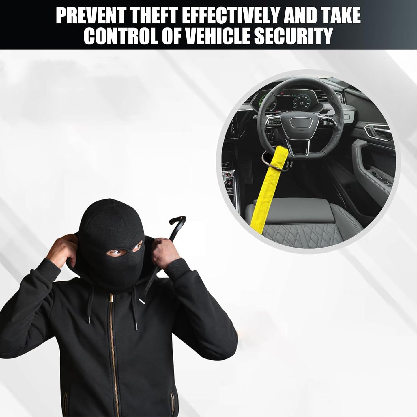 Steering Wheel & Seat Belt Anti-Theft Car Lock