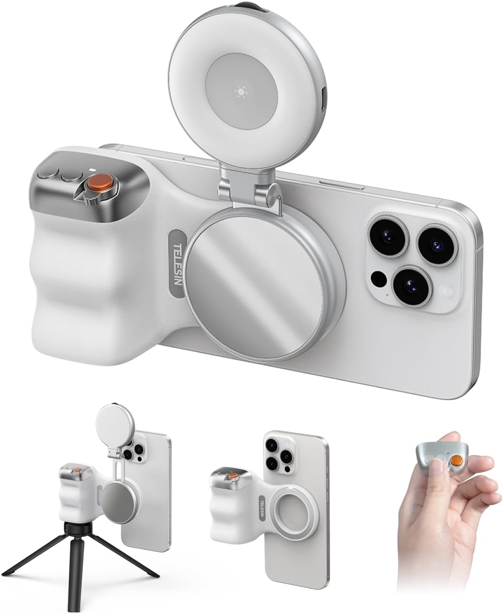 TELESIN Fun Shot Magnetic Camera Grip + Magnetic Selfie Light Combo