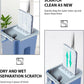 MHome Mop with Bucket – Flat Microfiber Mop with Self-Clean System (Blue)