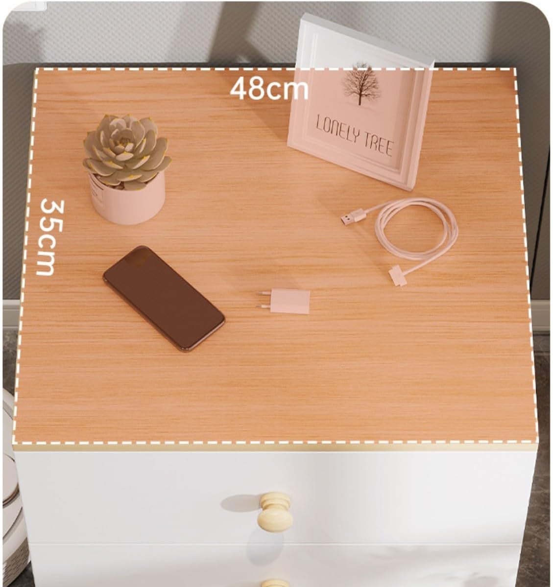 MHome 3-Drawer Wooden Nightstand – Bedroom Storage Chest