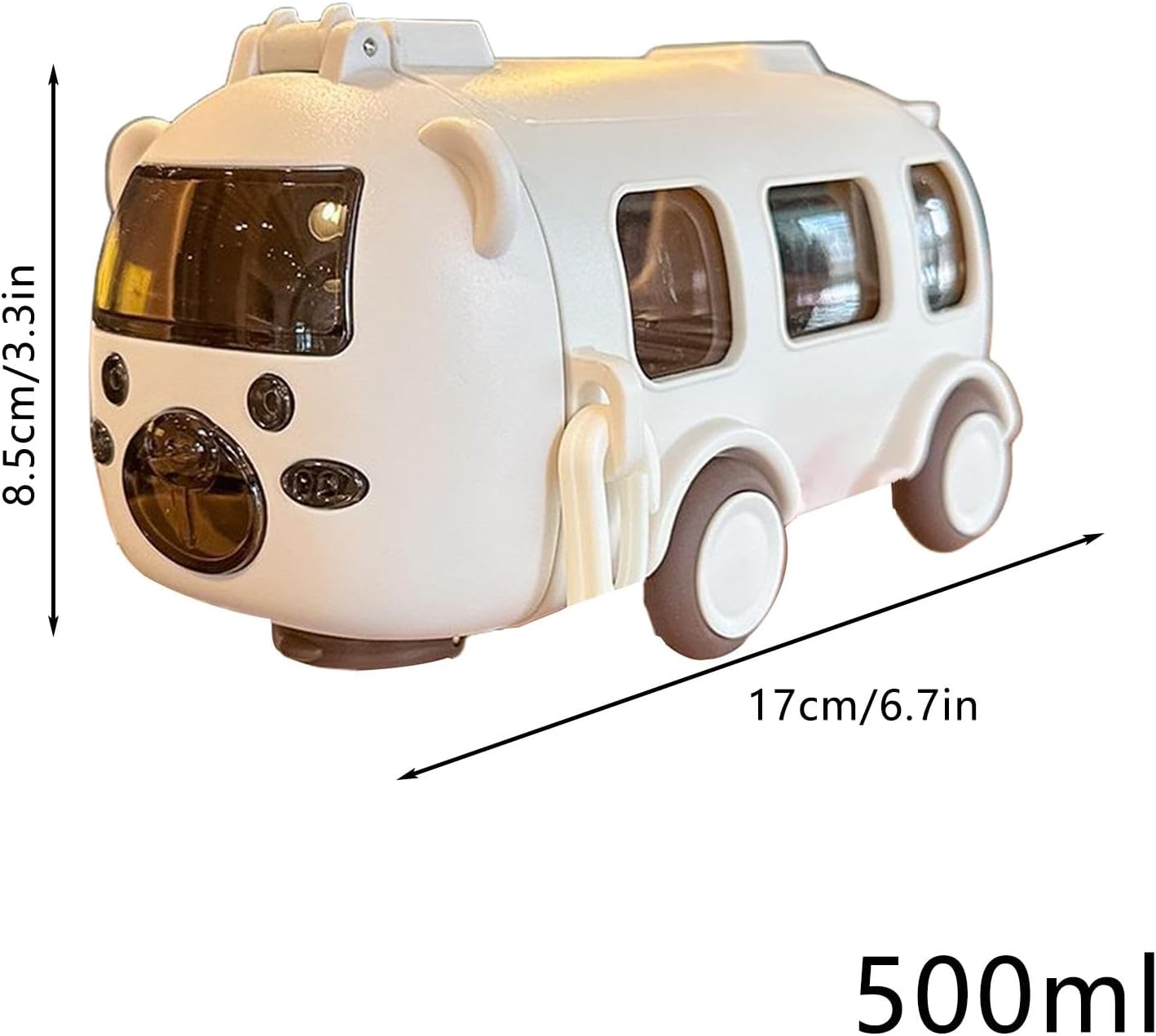 Mkids Cartoon Bus Water Bottle – 500ml Leak-Proof Kids Drink Bottle with Strap