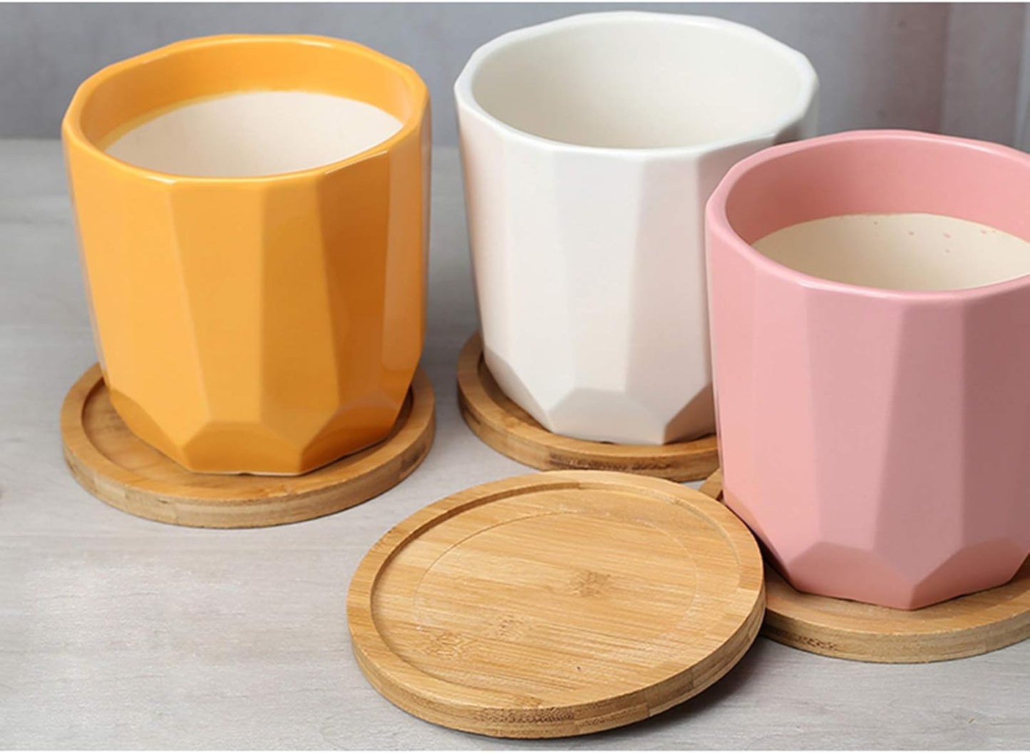6-Piece Round Wooden Coaster Set – 10cm Bamboo Drink Coasters for Coffee Tables, Mugs & Small Plants