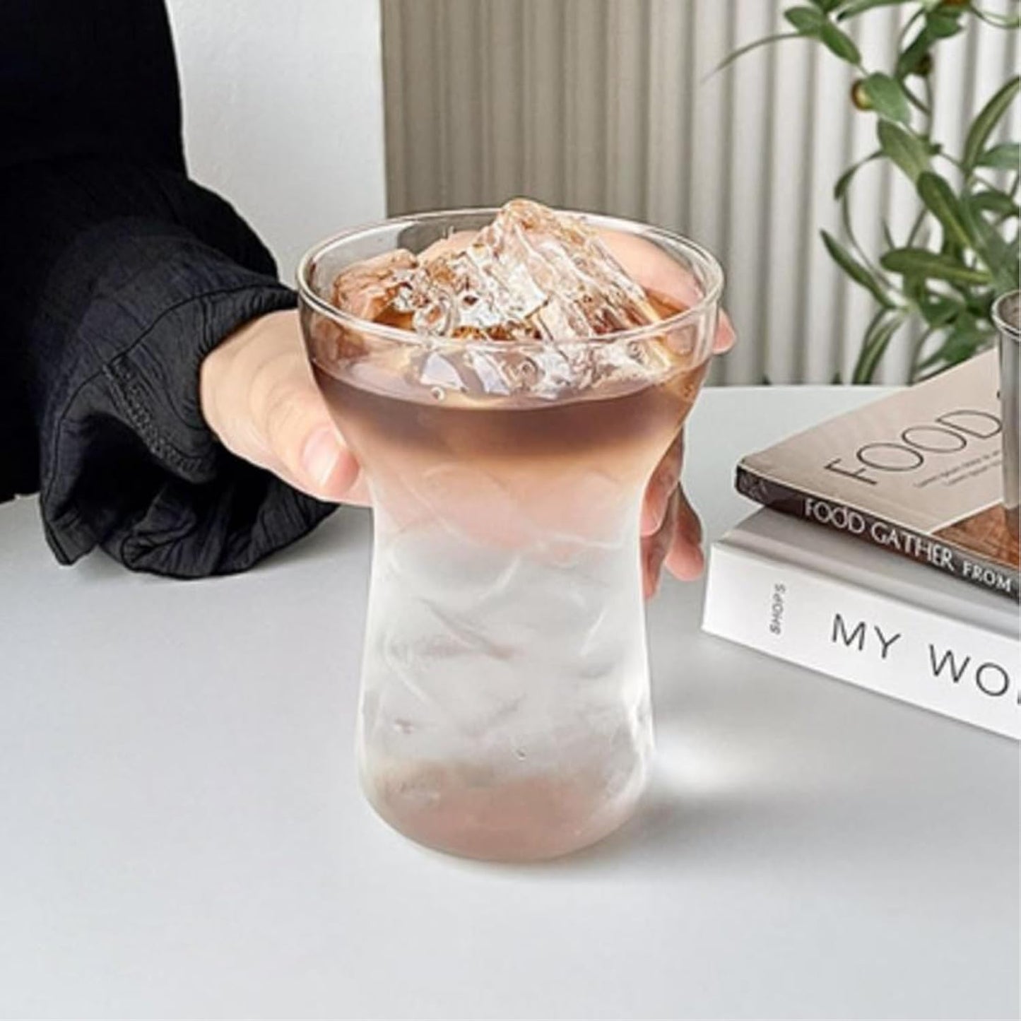 MHome Set of 2 Iced Coffee Glasses – 400ml Clear Drinking Glasses