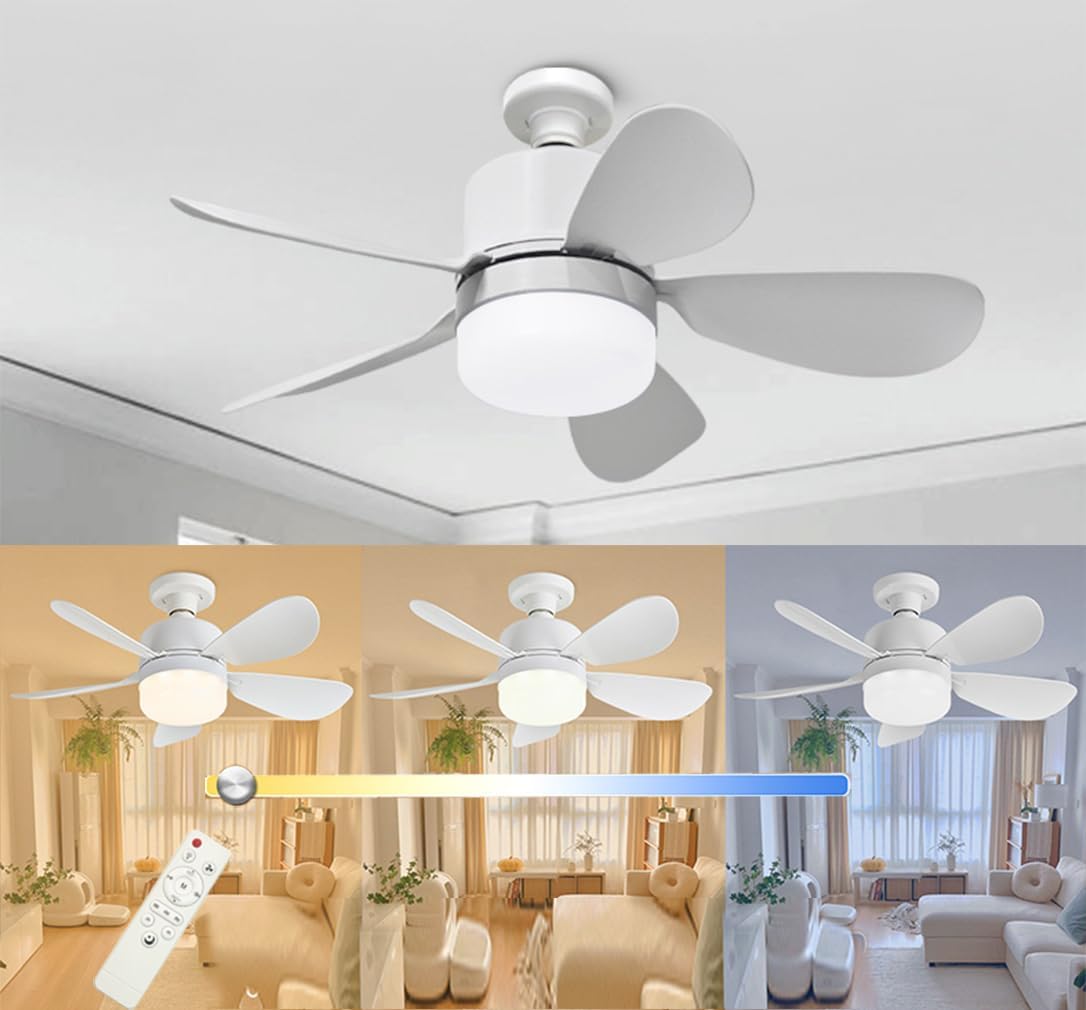 MHome Modern Dimmable E27 LED Ceiling Fan Light – 2-in-1 Remote-Controlled Chandelier Lamp