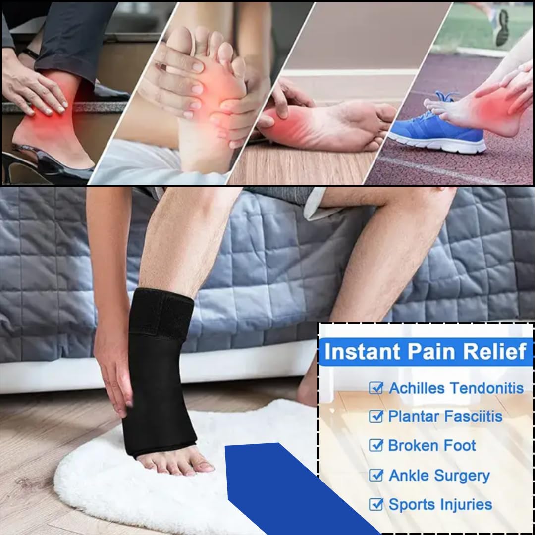 Ankle Ice Pack Wrap Hot & Cold Compression Sleeve with Strap
