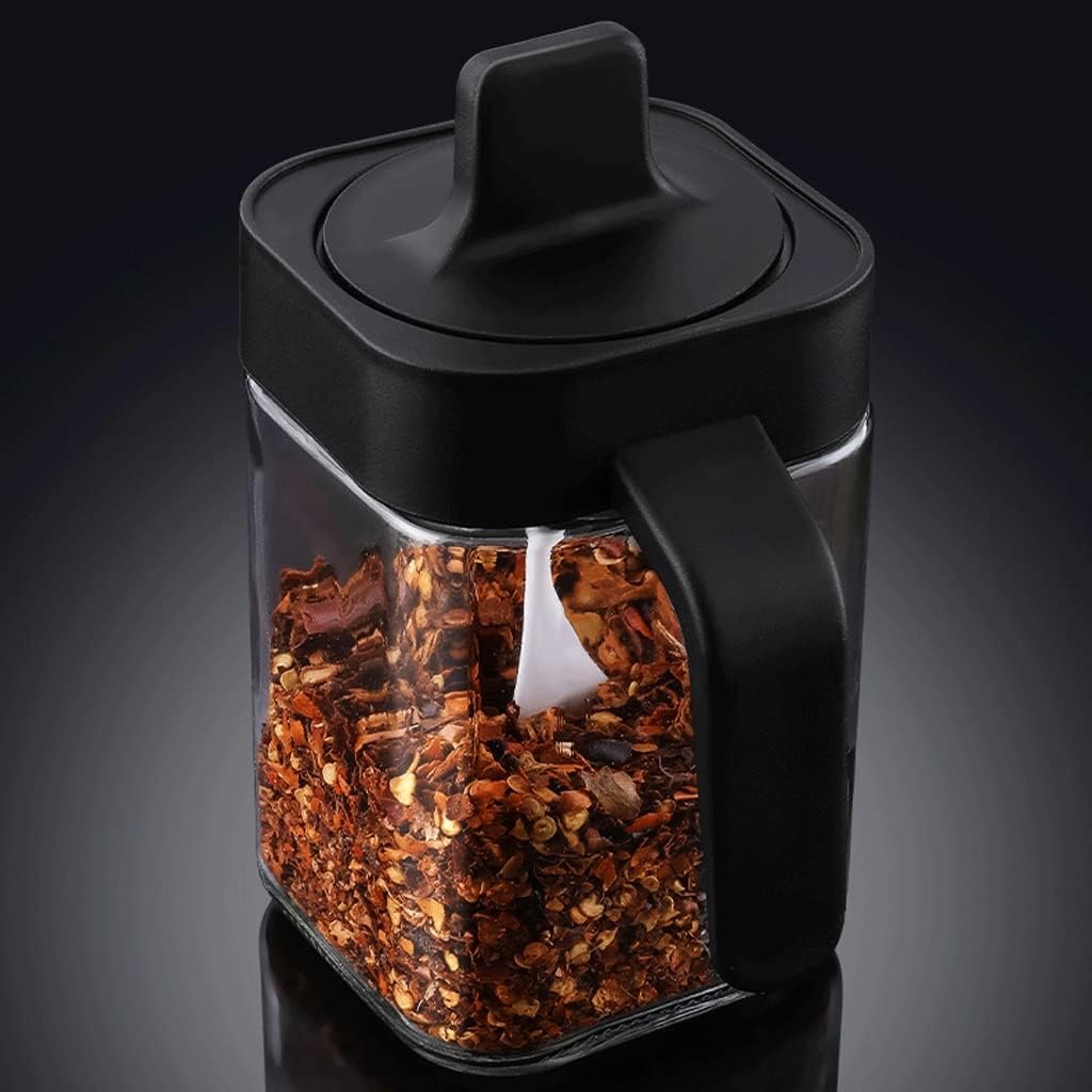 MHome 3-Piece Heat-Resistant Glass Spice Jar Set with Storage Box