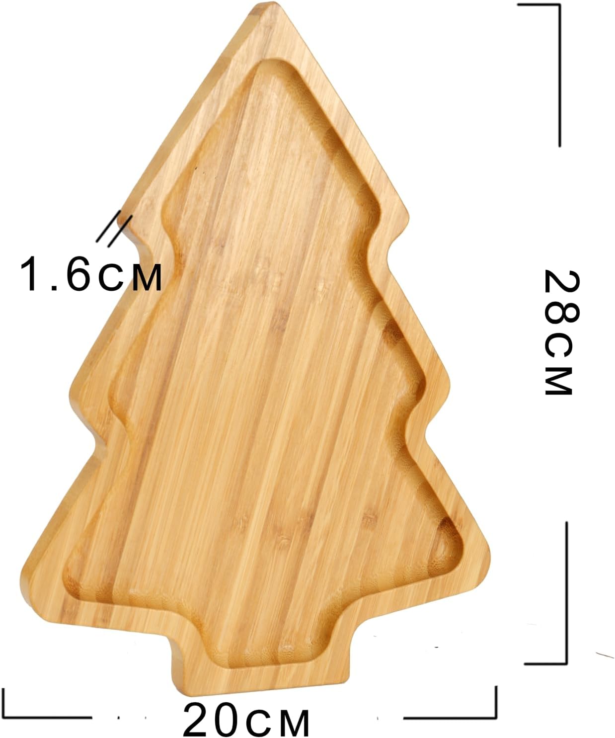MHome Bamboo Christmas Tree Wooden Serving Platter