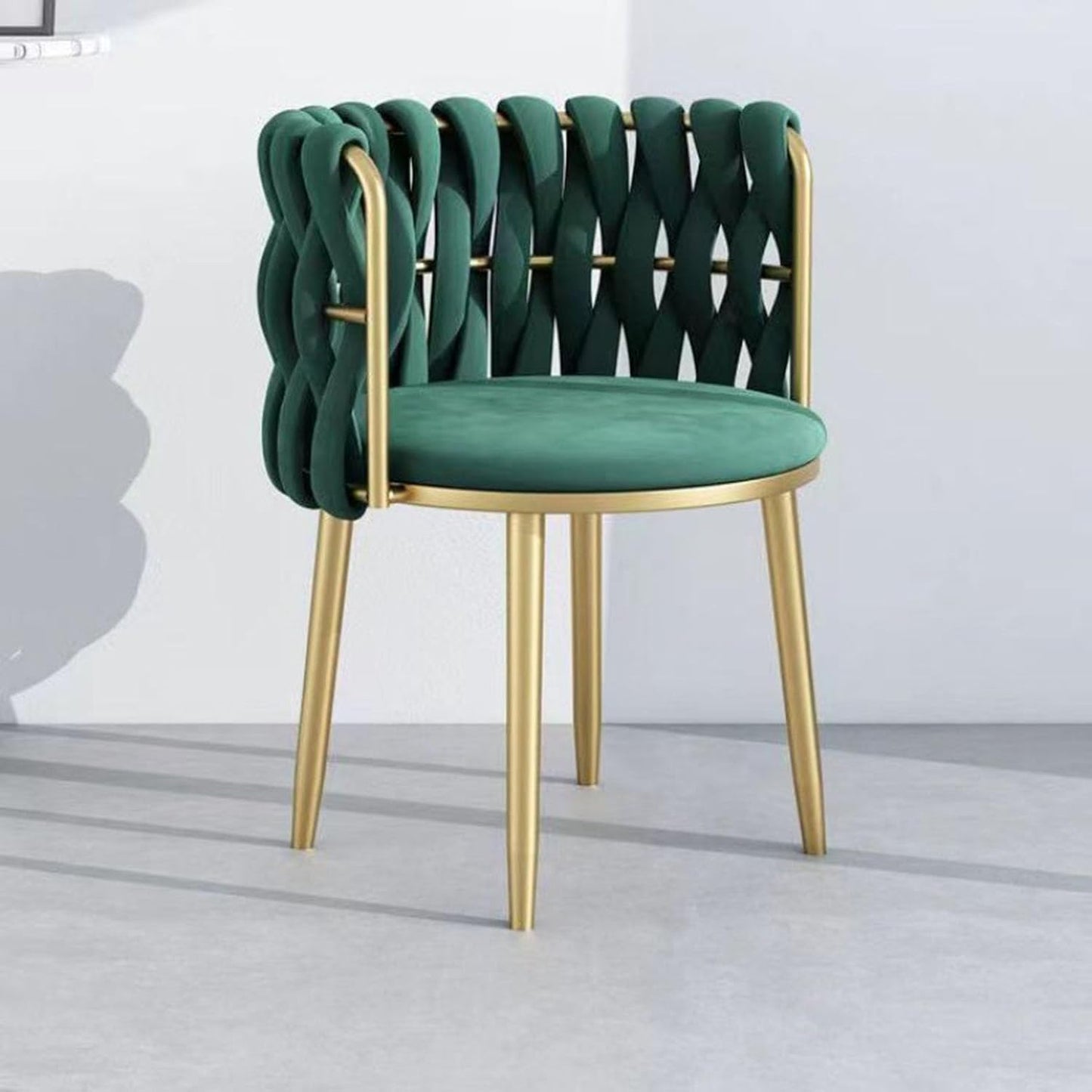 MFurn Braided Velvet Dining Chair with Gold Metal Frame