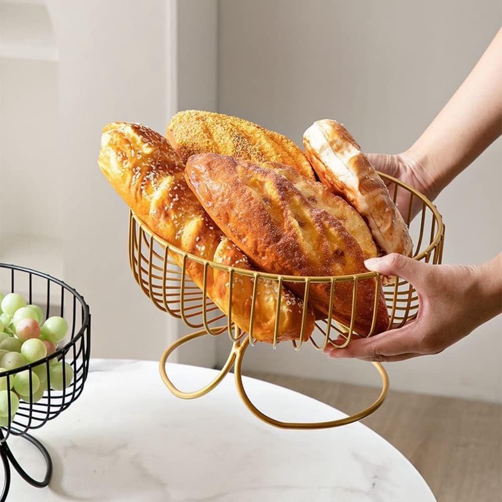 MHOME Metal Fruit Bowl Wrought Iron Basket Modern Kitchen Storage