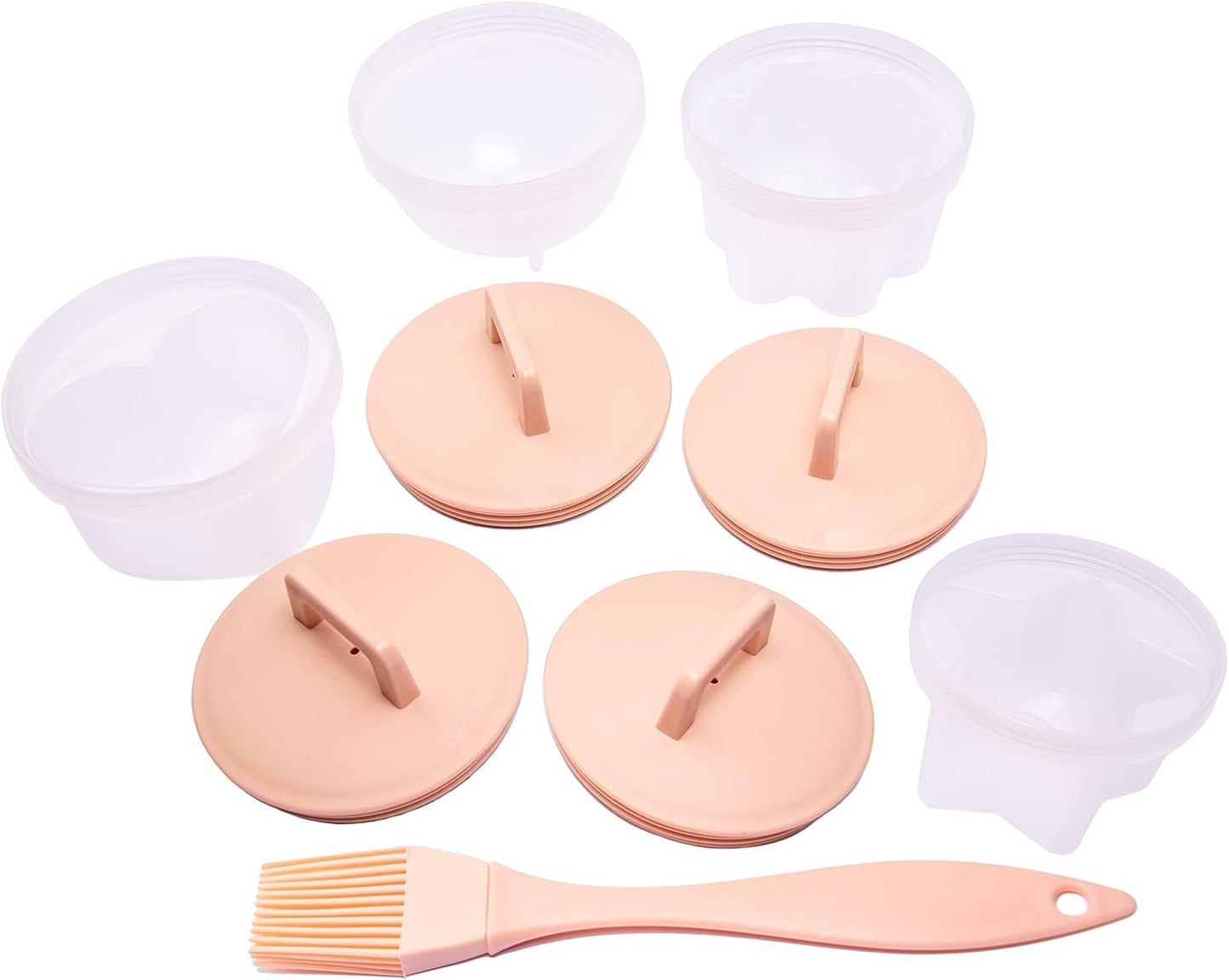 Egg Poacher Cups – 4 Pcs Reusable Egg Molds with Lid & Oil Brush