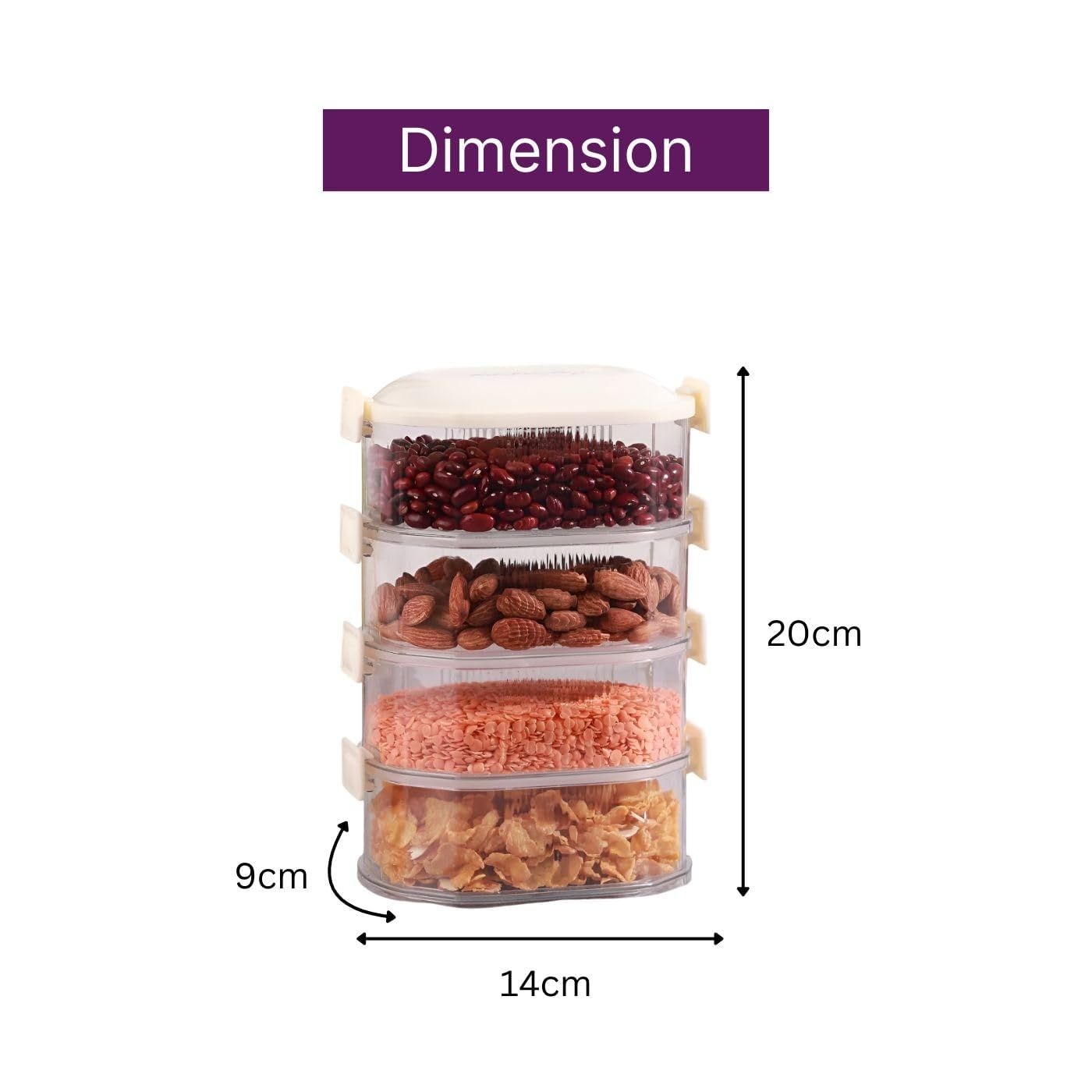 MHome 4-Layer Airtight Condiment Storage Containers – Leak-Proof Spice & Snack Jars