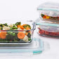 Glass Food Container With Plastic Lids Set of 3