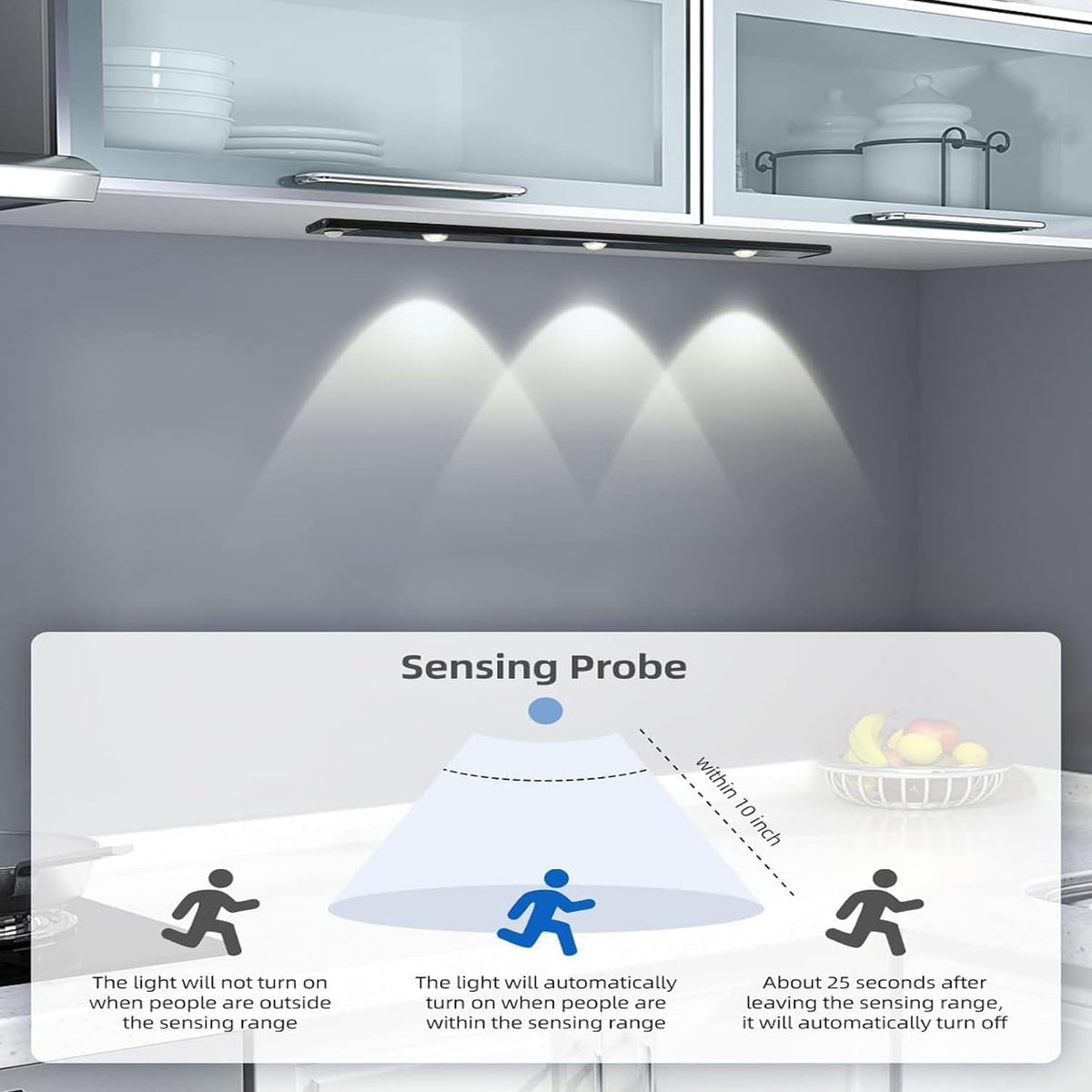 MHome 40cm Rechargeable LED Cabinet Light with Motion Sensor and Triple Cat’s Eye LEDs