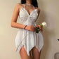 Ladies Sexy Lingerie Naughty Hot Sexy Underwear for Women, Feminine Sense Hollow Out Top and Bottom, Two Pieces Mesh Lingerie Neck-Various Colours