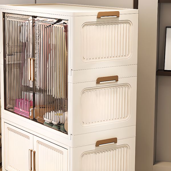 MHome Foldable Wardrobe / Multifunctional Plastic Storage Cabinet – Dustproof Organizer