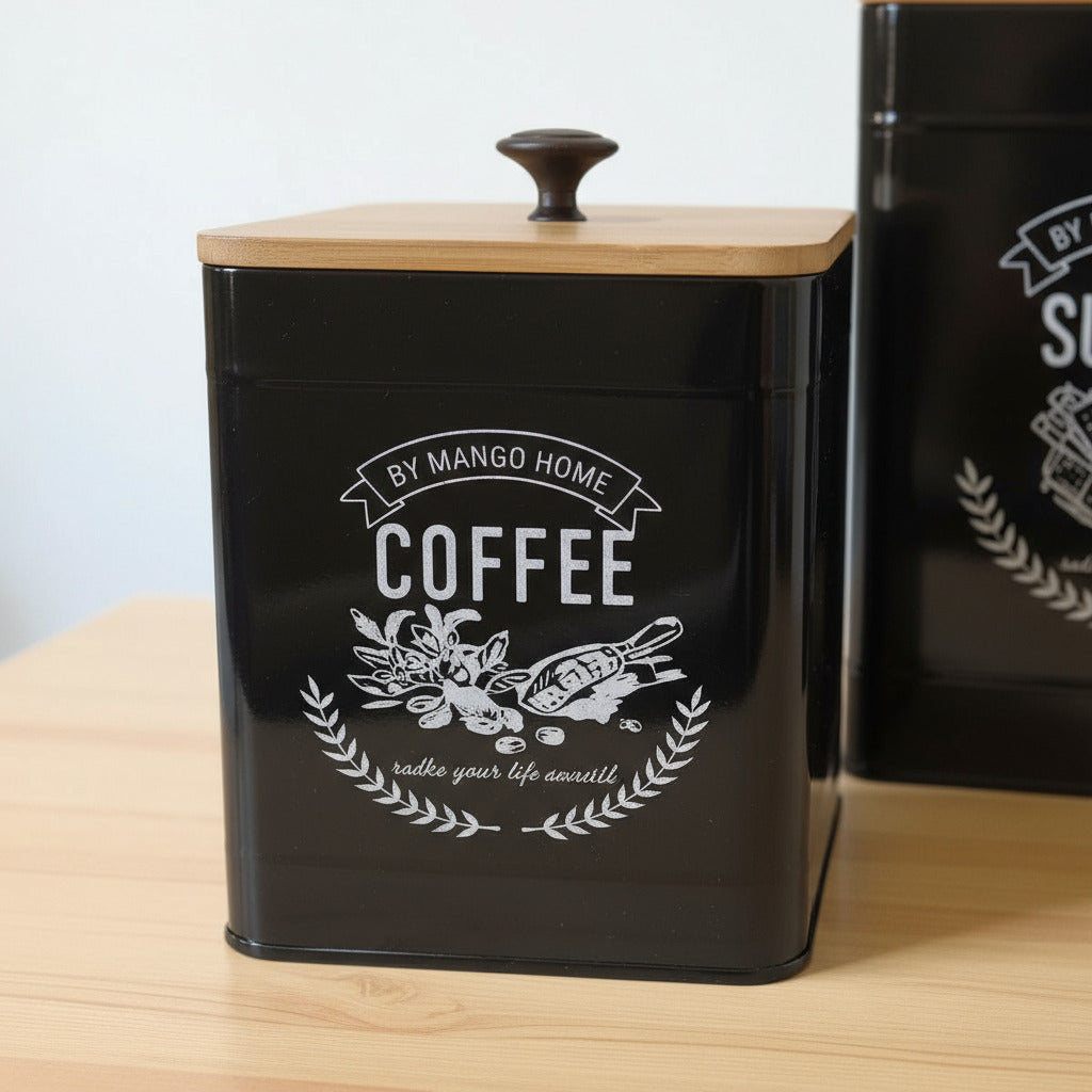 MHome Set of 4 Condiments Canisters Tea,Coffee Sugar & Biscuits-Various Colours