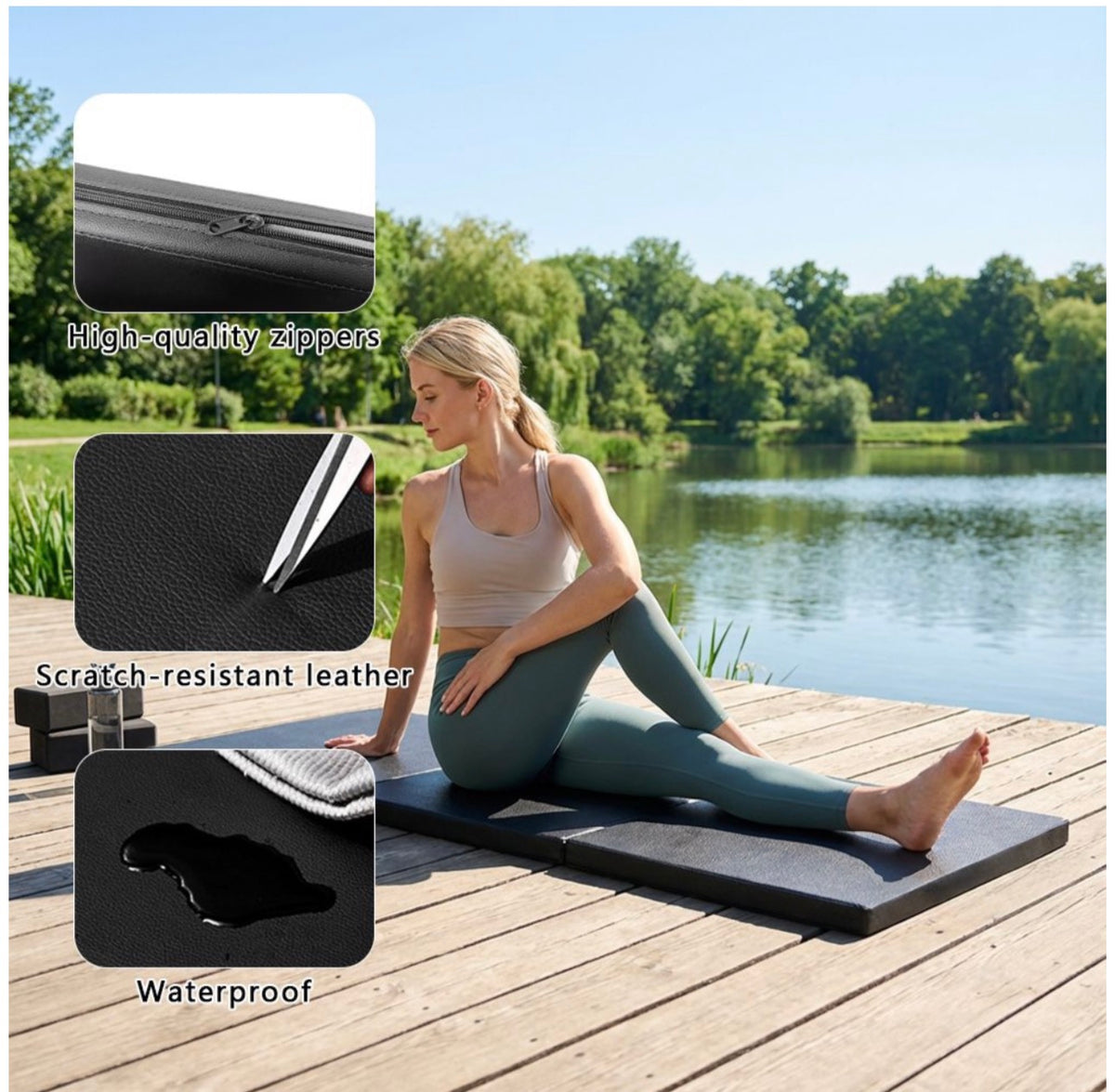 MHome Tri-Folding Gymnastics Mat Yoga Fitness Exercise Mat-Various Colours