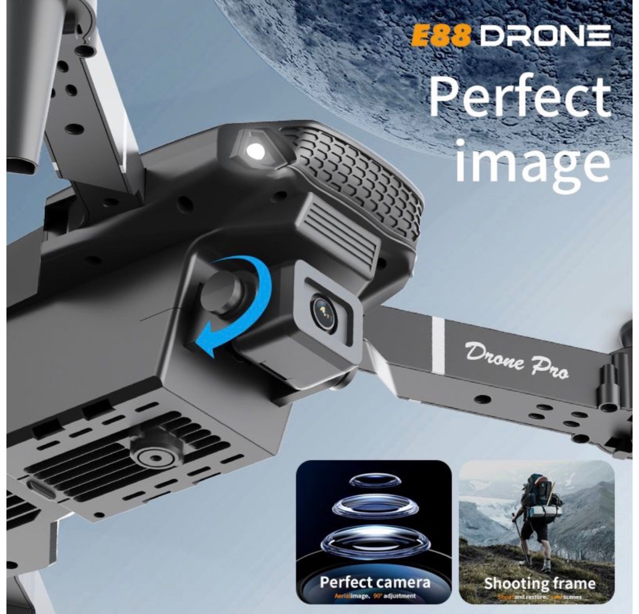MTech Foldable HD
Camera Drone – WiFi FPV
RC Quadcopter with One-
Key Return & Altitude
Hold Model E88