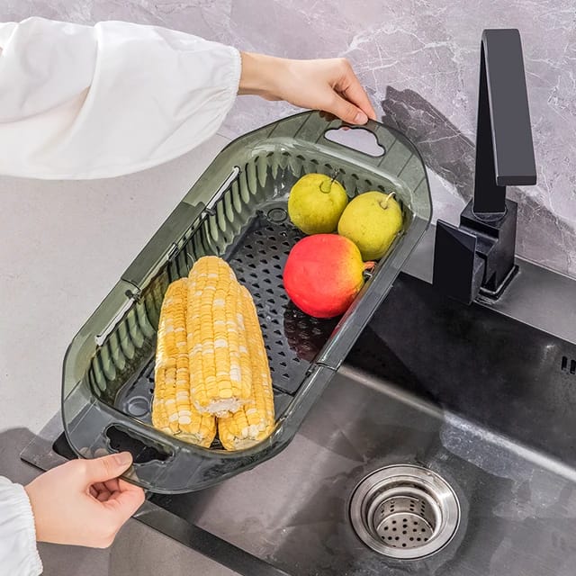 Telescopic Sink Drain Basket, Length Adjustable Sink Holder Sink Organizer,drainer Net Basket For Kitchen.