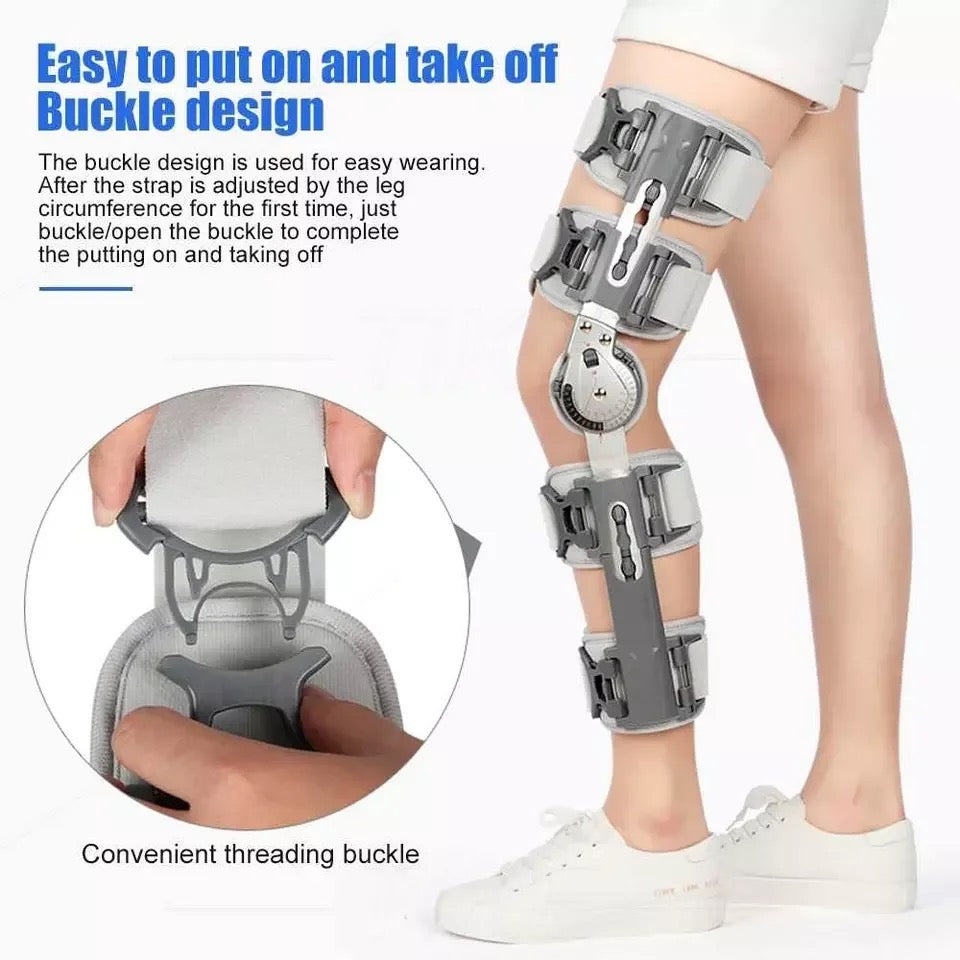 Hinged Knee Support Brace Hinged ROM Knee Brace,Post Op Knee Brace for Recovery Stabilization,ACL,MCL and PCL Injury,Adjustable Orthopedic Support Stabilizer After Surgery,Women and Men- Available Now For PreOrder Sales!