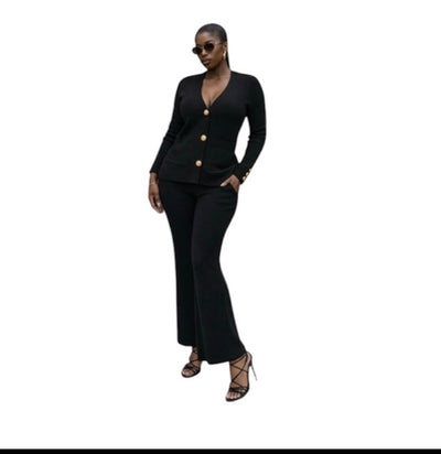 Ladies Knitted 2pc Cardigan & Wide Pants Sets -Various Colours