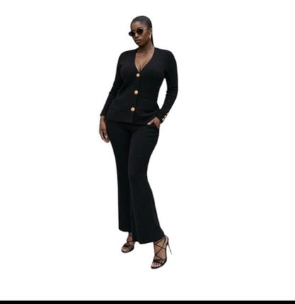 Ladies Knitted 2pc Cardigan & Wide Pants Sets -Various Colours