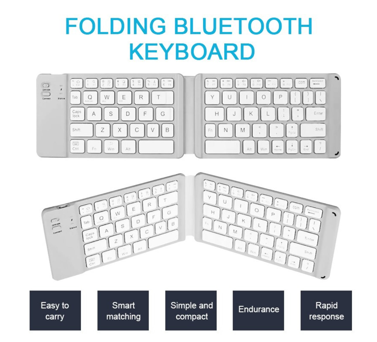MTech Ultra Thin Rechargeable
Foldable Wireless
Bluetooth Keyboard
Available in Black, White
& Pink