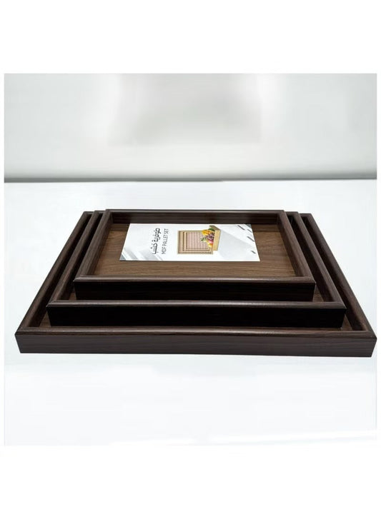 MHome Wooden Nesting Serving Tray Set (3pc) – Dark Brown / Light Brown