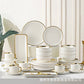 MHome White With Gold Trim 32pc Dinner Set